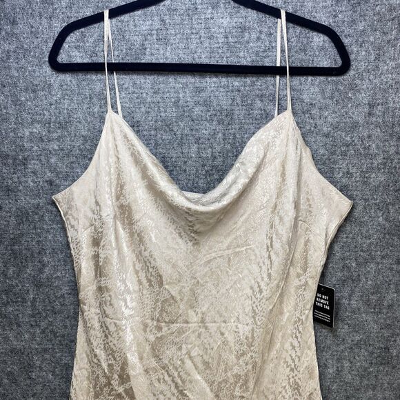 Express Slip Dress Women XL Cream Damask Satin Spaghetti Strap Adjustable - Picture 2 of 15